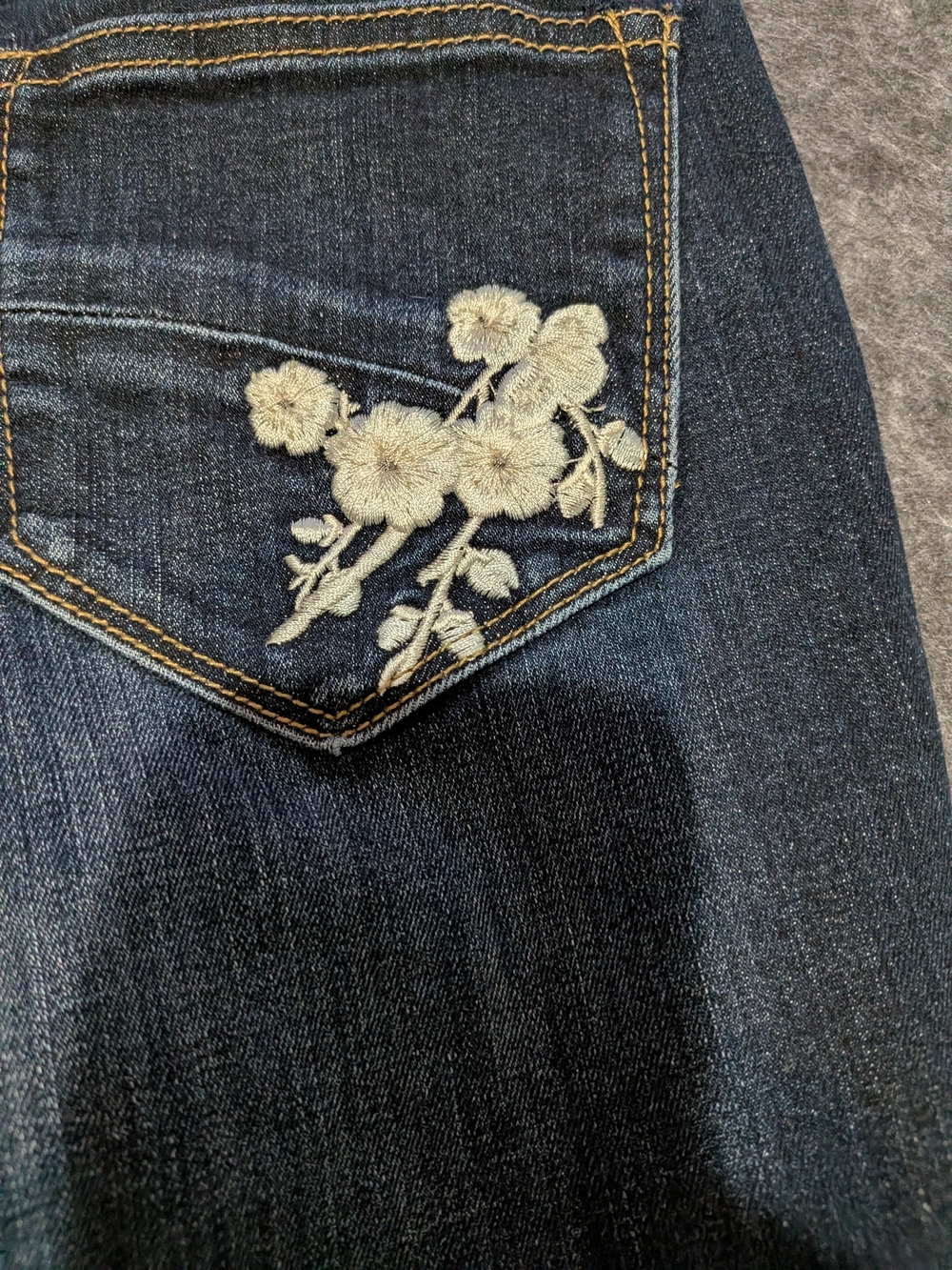 DRIFTWOOD Dark Indigo Skinny Jeans with White Floral Embroidery - Picture 10 of 13